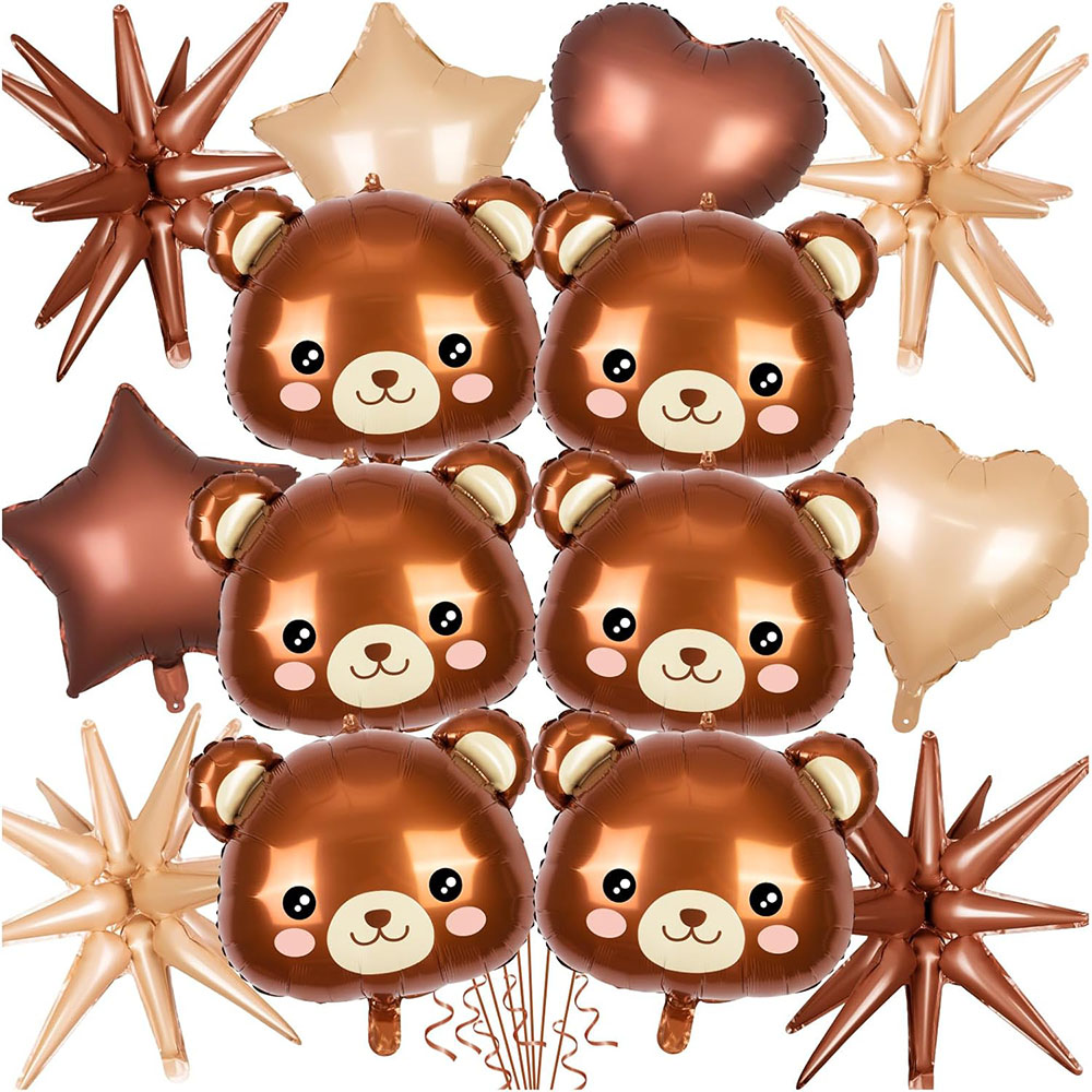 Wedding Zoo - クマのバルーン、アルミホイルバルーン、22インチの装飾用アルミホイル動物バルーン、ジャングル動物園をテーマにした誕生日パーティーの装飾