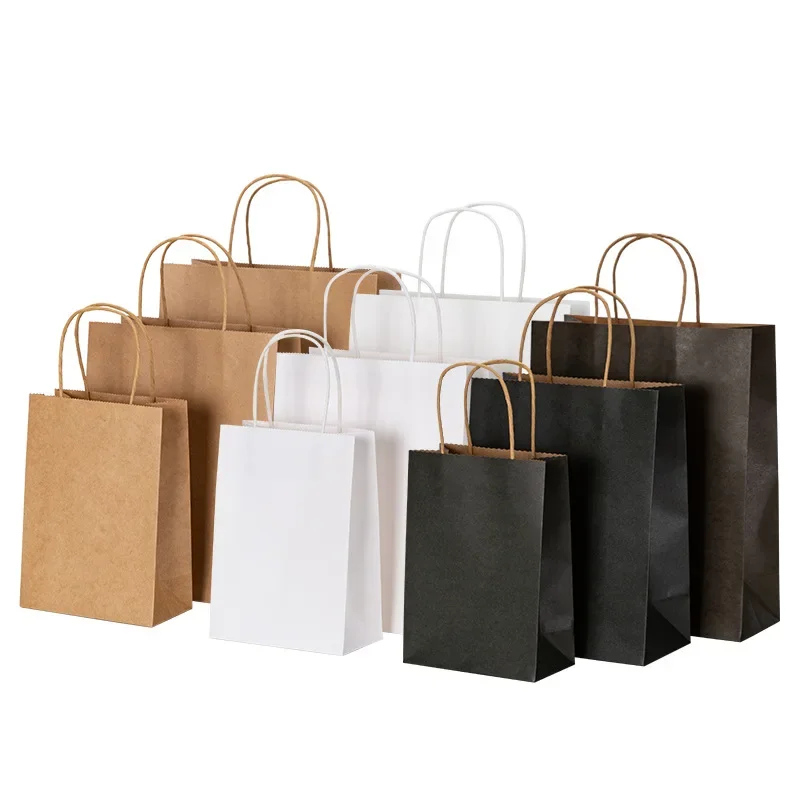Wedding/Event Supply Store - 10個/20個/30個/40個/50個入り、持ち手付きのクラフト紙袋。店舗での衣料品包装、結婚式やクリスマスのギフト包装、ハンドバッグのセットなどに。