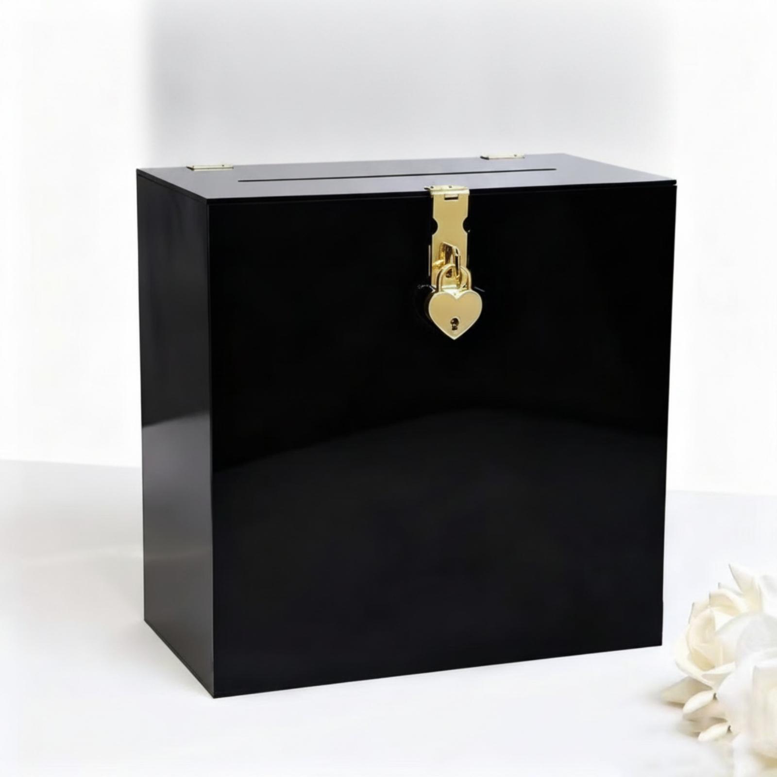 封筒やゲスト用メモを収納できる、鍵付きの透明アクリル製ウェデ - Wedding Card Box のレビューと価格