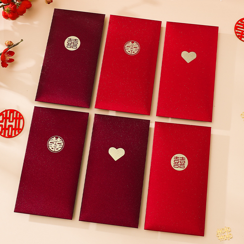 12 個の愛の結婚式の赤い封筒ハート形の祝福赤いパケット紅包 - Wedding Envelopes のレビューと価格
